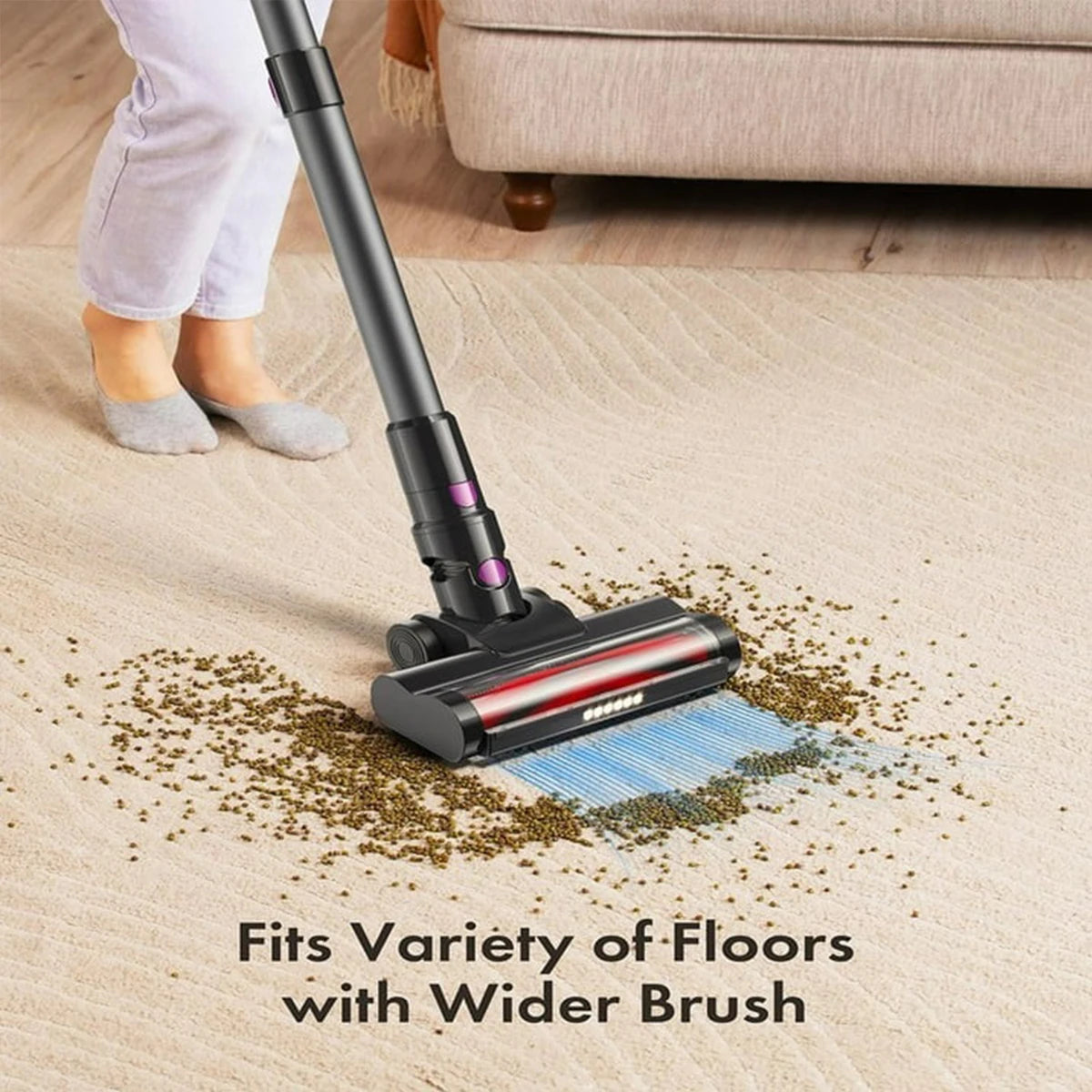 Homeika Cordless Stick Vacuum – 23KPa Suction, 48min Battery
